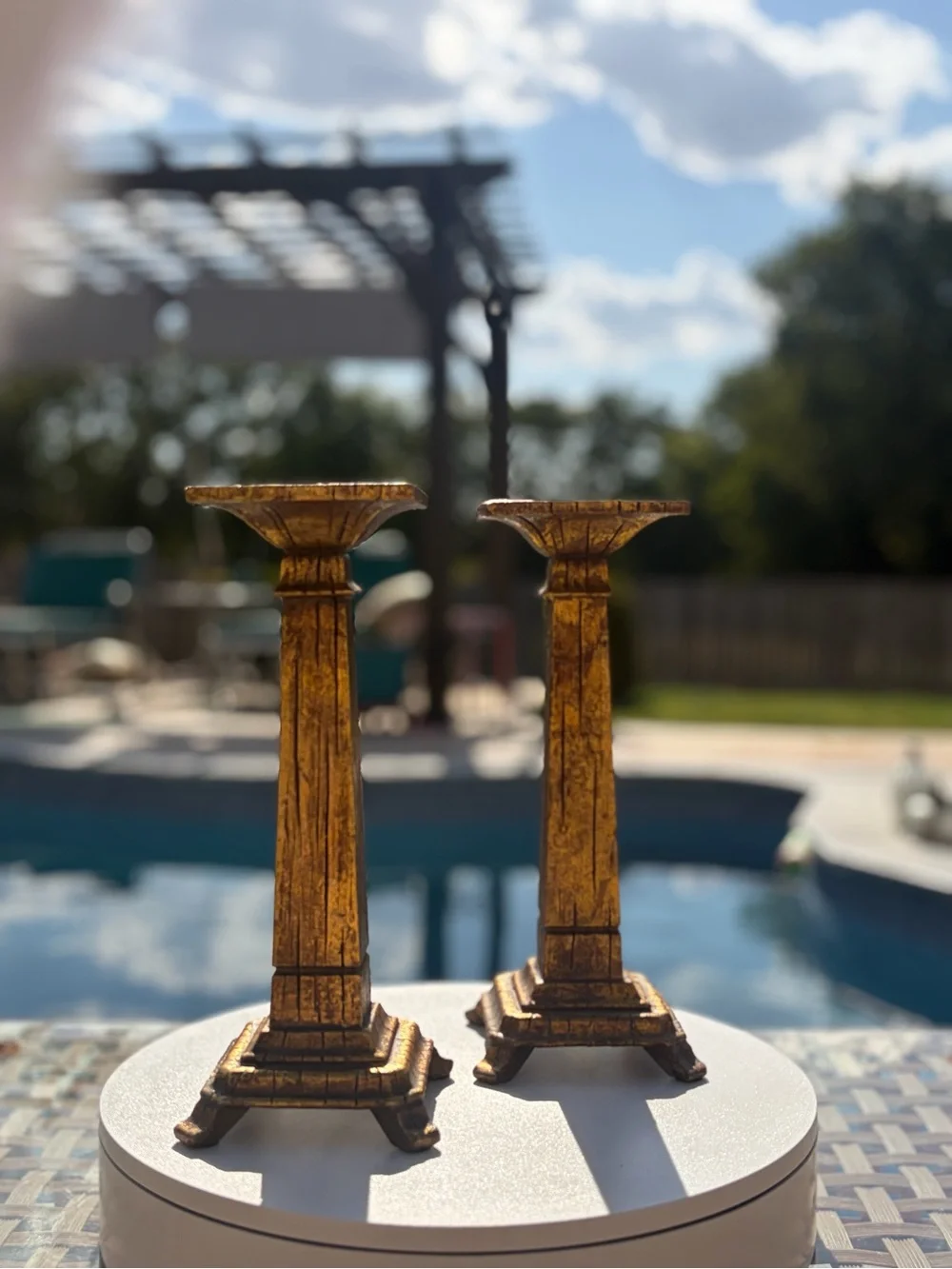 Gold Decorative Column Candle Holders - Home Accents